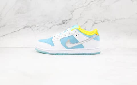 耐克Nike SB Dunk Low Pro QS x FTC联名款纯原版本低帮SB DUNK白蓝色网格板鞋内置气垫 货号：DH7687-400