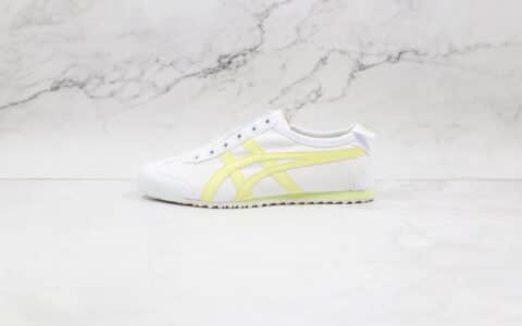 亚瑟士Onitsuka Tiger纯原版本鬼冢虎帆布鞋懒人一脚蹬白黄色原装四联吊牌 货号：1183B772-100