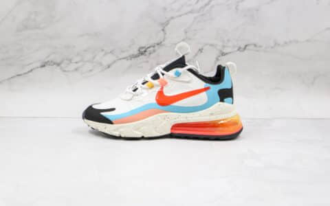 耐克Nike Air Max 270 React纯原版本白蓝红黑色Max270彩虹拼色气垫鞋原厂真小潘气垫 货号：DD8498-161