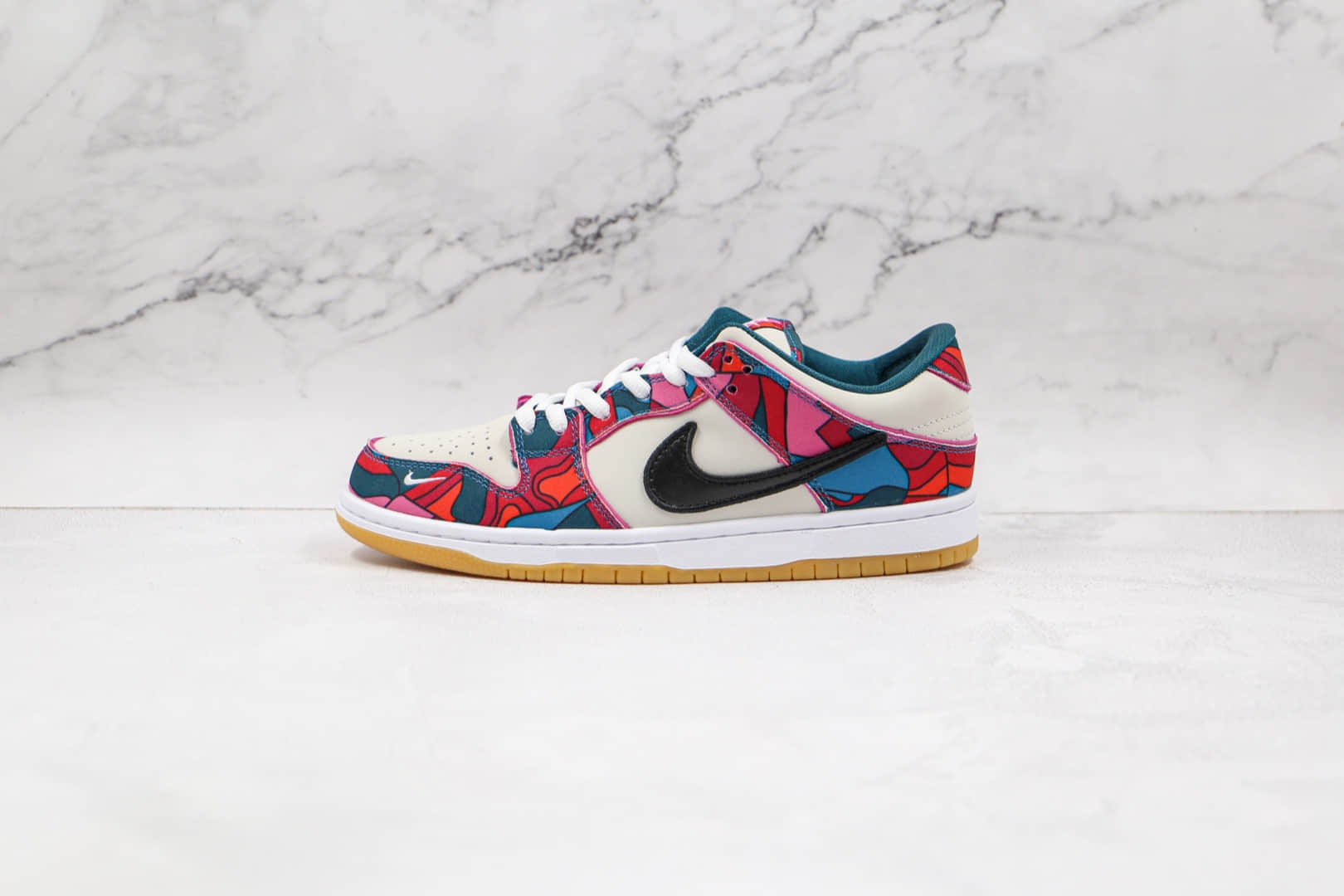 耐克Nike SB Zoom Dunk Low x parra联名款纯原版本低帮SB DUNK迷彩涂鸦板鞋内置气垫 货号：DH7695-600