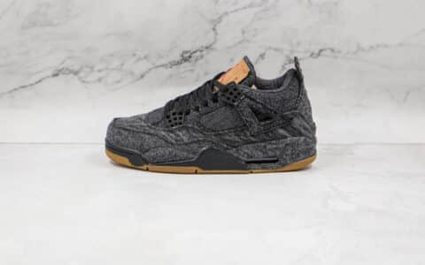 乔丹Air Jordan 4 x Levi’s李维斯联名款公司级版本AJ4牛仔黑丹宁帆布篮球鞋原盒原标 货号：AO2571-001