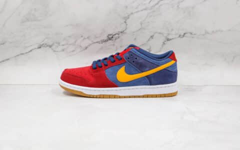 耐克Nike SB Dunk Low Barcelona纯原版本低帮SB DUNK麂皮巴塞罗那红蓝鸳鸯板鞋原楦头纸板打造 货号：DJ0606-400