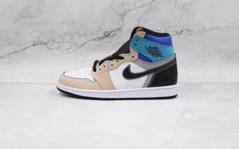 乔丹Air Jordan 1 High OG Prototype纯原版本高帮AJ1米白蓝黑色拼接板鞋原楦头纸板打造 货号：DC6515-100