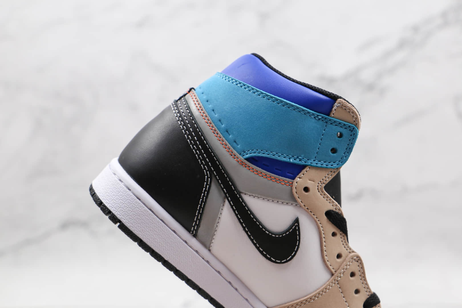 乔丹Air Jordan 1 High OG Prototype纯原版本高帮AJ1米白蓝黑色拼接板鞋原楦头纸板打造 货号：DC6515-100