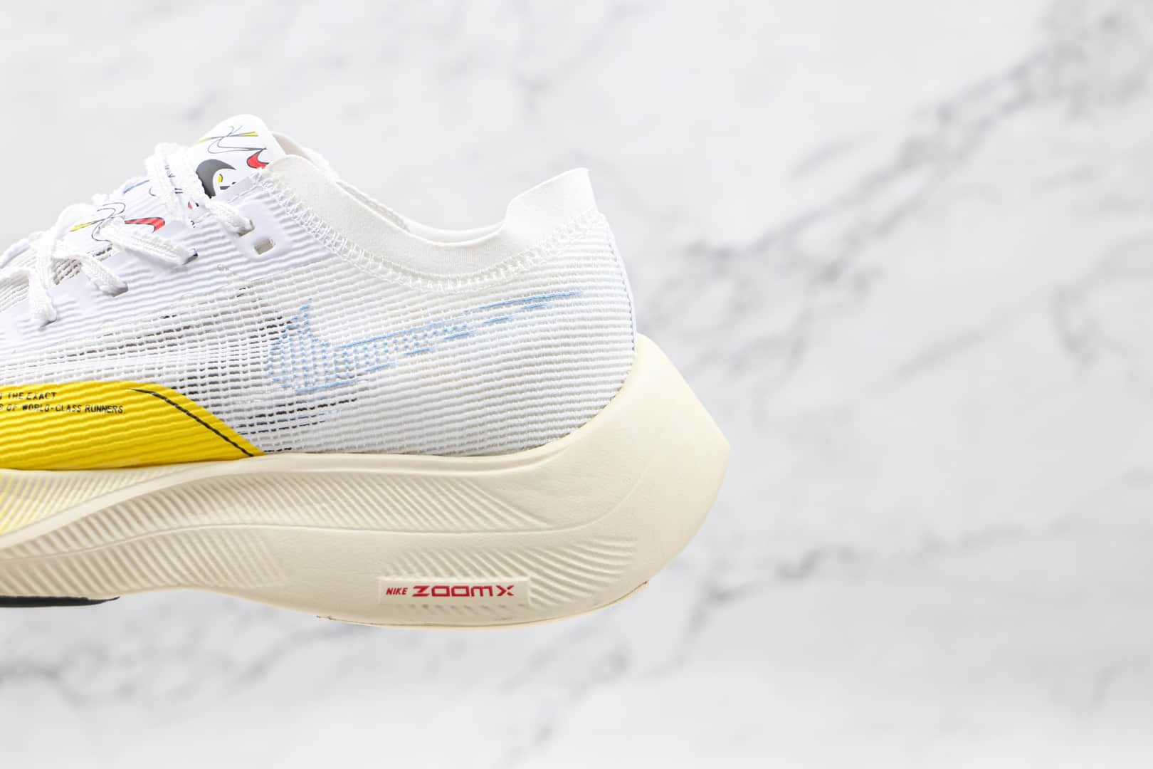 耐克Nike Air Zoom Alphafly NEXT%纯原版本马拉松白黄色Zoom蝉翼网纱透气慢跑鞋原盒原标 货号：DM9056-100