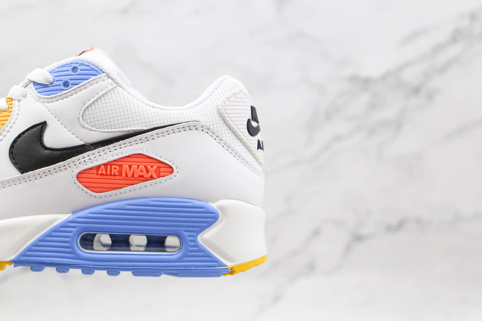 耐克Nike Air Max 90纯原版本白蓝粉黄色火星Max90气垫鞋原楦头纸板打造 货号：CZ3950-100