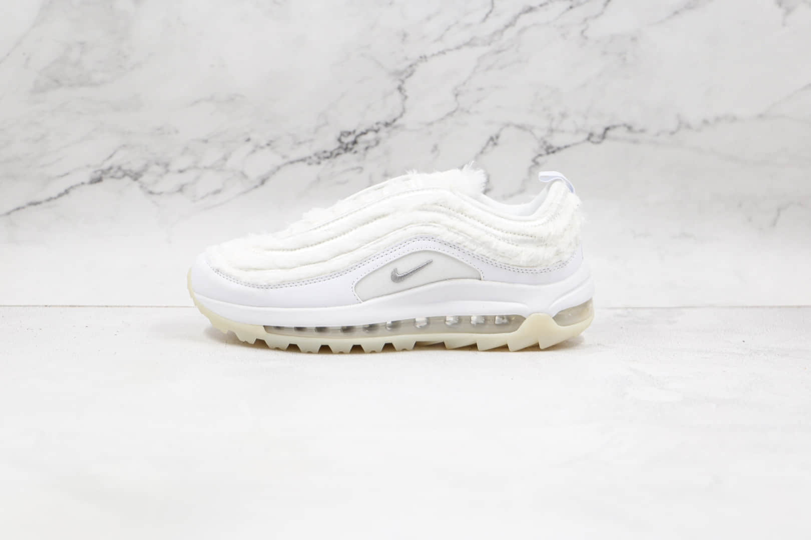 耐克Nike Air Max 97 Golf纯原版本高尔夫子弹Max97纯白毛绒气垫鞋原盒原标 货号：CK4437-101