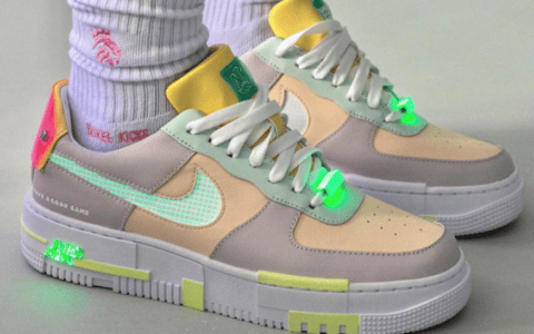 夜光细节针不戳！马卡龙LPL x Nike AF1 Pixel上脚图释出！ 货号：DO2330-511