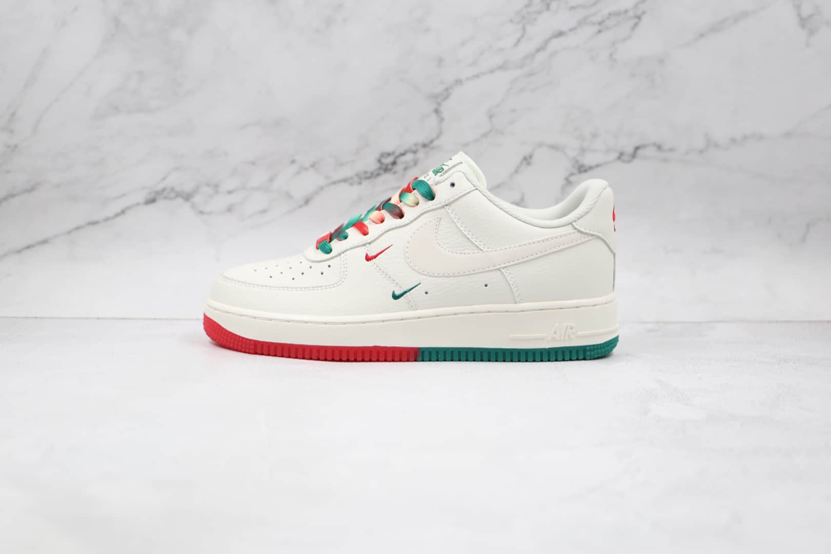 耐克Nike Air Force 1 Low '07纯原版本低帮空军一号白橙绿色双钩板鞋内置气垫 货号：BU6638-180