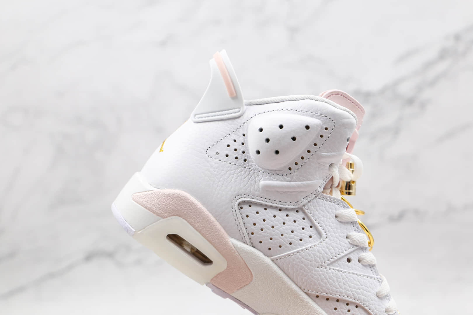 乔丹Air Jordan 6 Retro Gold Hoops纯原版本白粉耳环AJ6篮球鞋原盒原标原档案数据开发 货号：DH9696-100