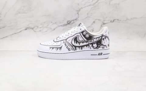 耐克Nike Air Force 1‘07纯原版本低帮空军一号黑白色海贼王涂鸦漫画板鞋内置气垫 货号：CW2288-301