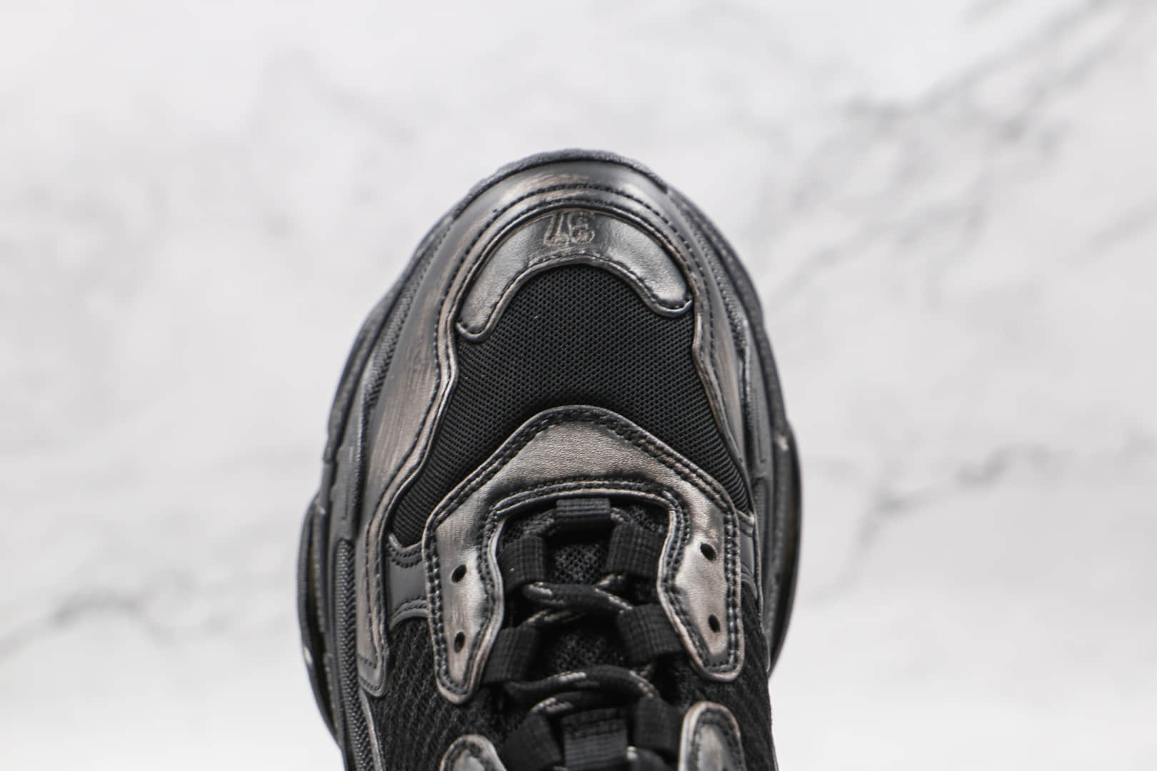 巴黎世家Balenciaga Triple S纯原版本初代做旧黑色复古老爹鞋原盒原标原装组合大底