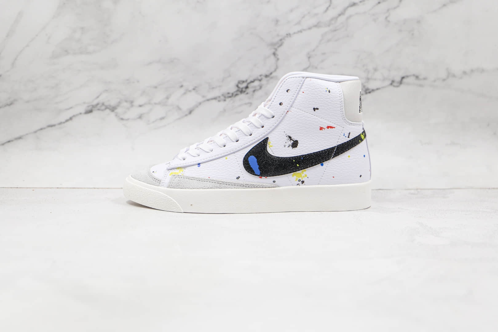 耐克NIKE Blazer MID 77 VNTG纯原版本高帮开拓者白黑色泼墨板鞋原盒原标 货号：DC7331-100