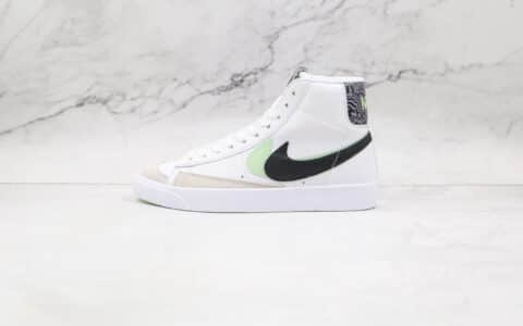 耐克NIKE Blazer MID 77 VNTG纯原版本高帮开拓者白黑绿色双钩板鞋原楦头纸板打造 货号：DD1847-100