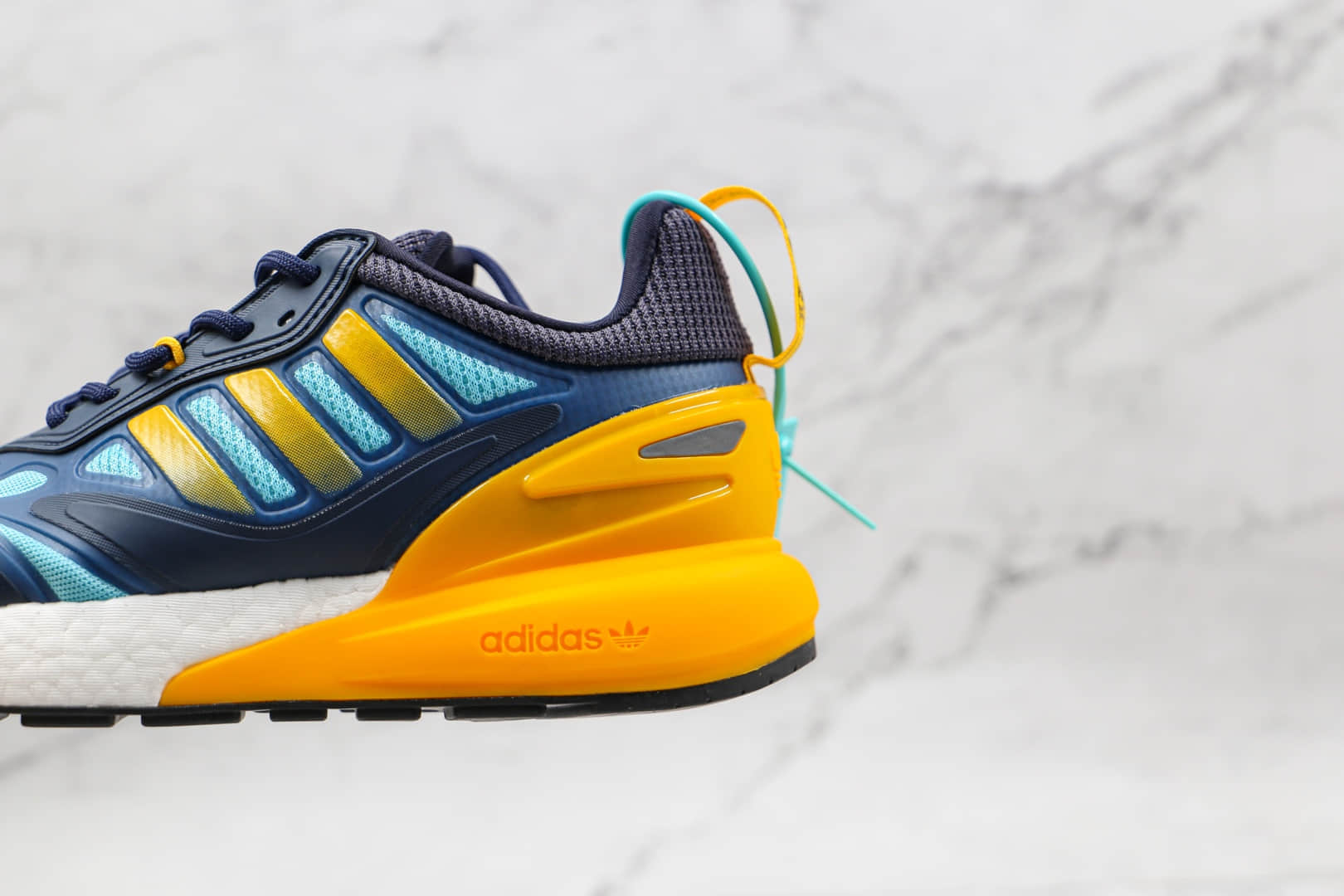 阿迪达斯Adidas Originals ZX 2K Boost 2.0纯原版本三叶草ZX 2K蓝黄色爆米花跑鞋原档案数据开发 货号：GZ7501