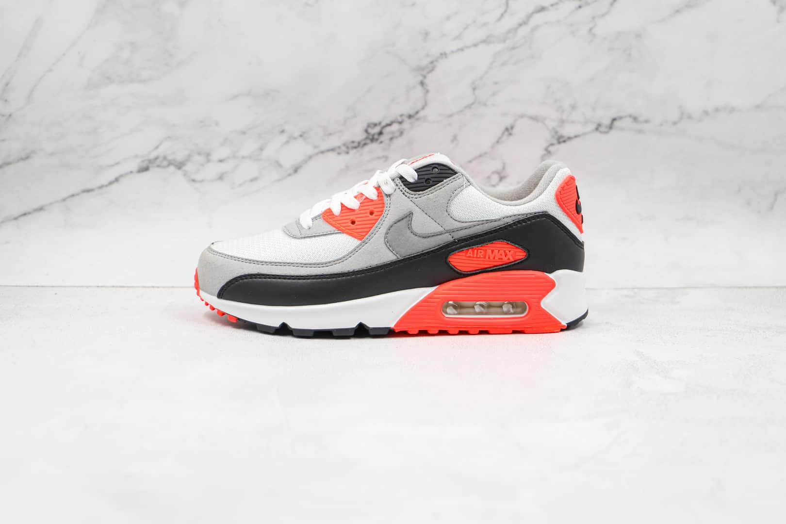 耐克Nike Air Max 90 Infrared纯原版本元年红外线Max90灰黑红色气垫鞋原鞋开模一比一打造 货号：CT1685-100