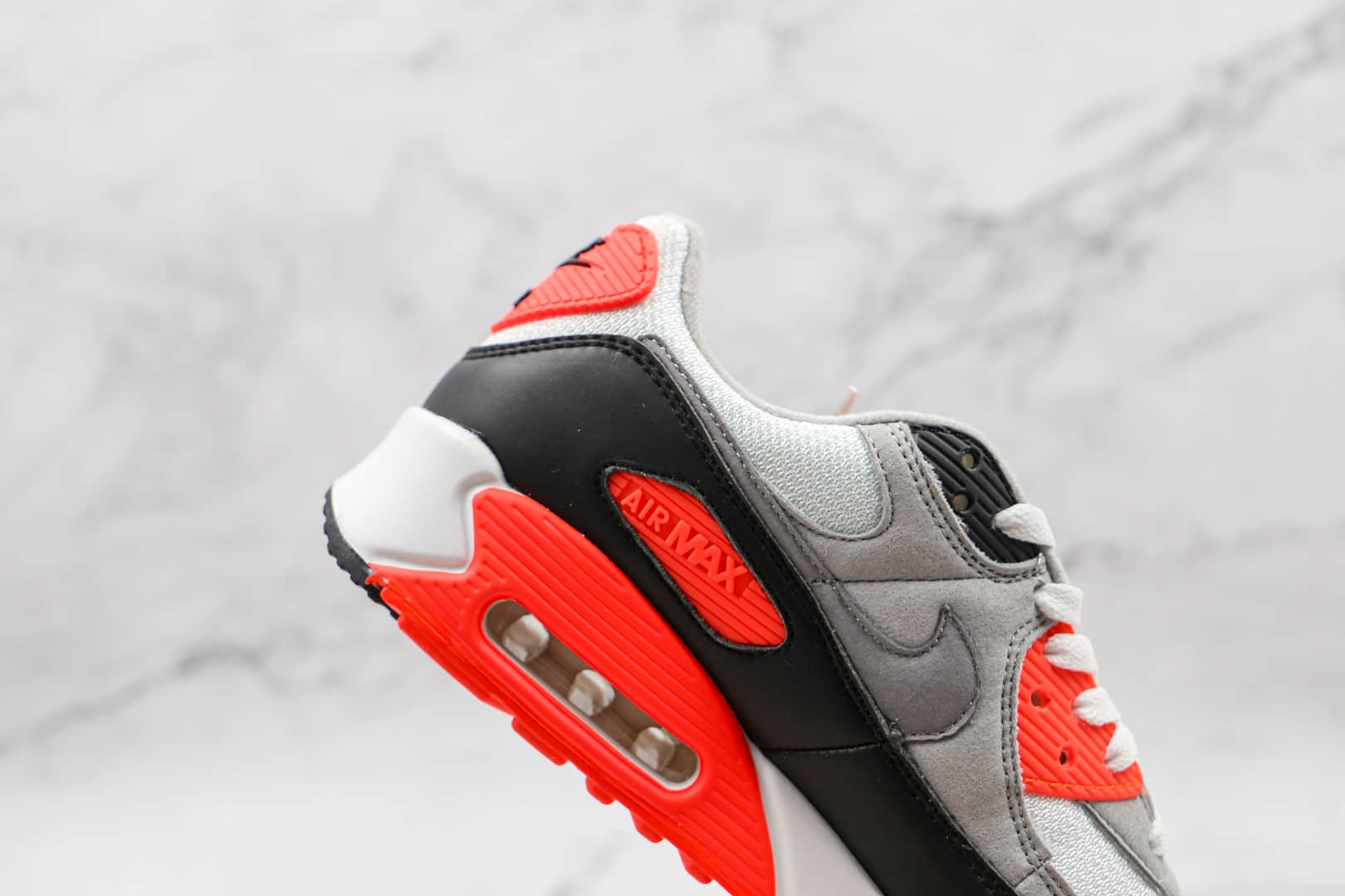 耐克Nike Air Max 90 Infrared纯原版本元年红外线Max90灰黑红色气垫鞋原鞋开模一比一打造 货号：CT1685-100