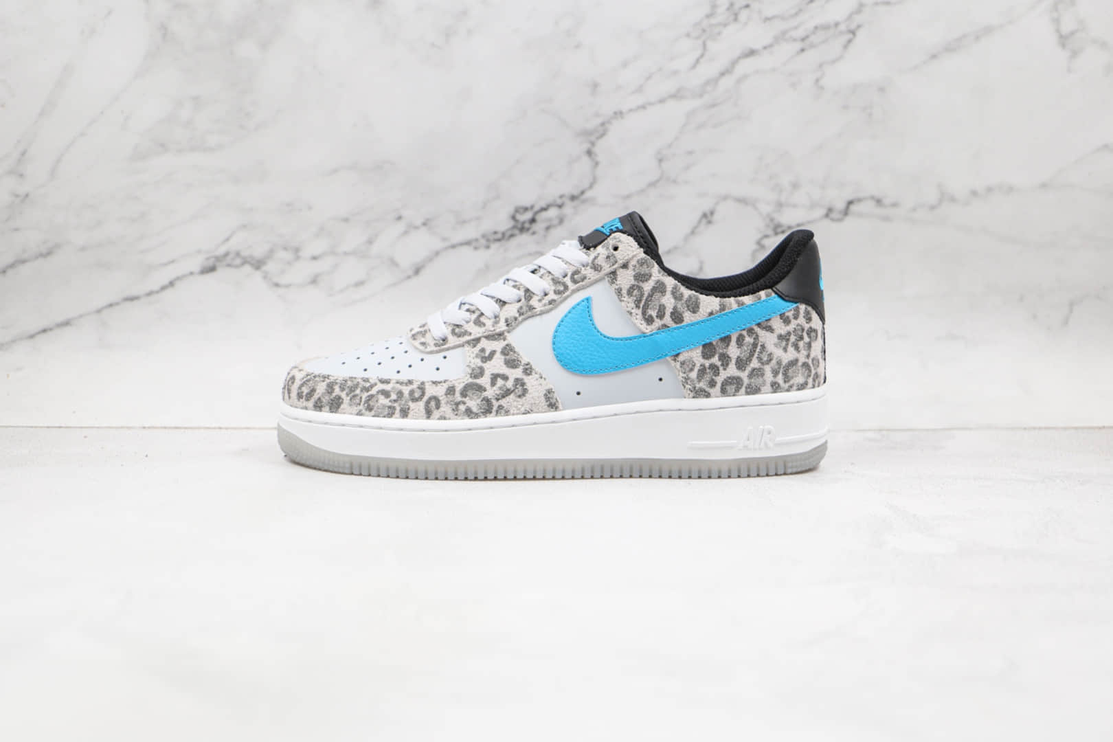 耐克Nike Air Force 1 Low Leopard纯原版本低帮空军一号灰蓝色豹纹板鞋内置气垫 货号：DJ6192-001