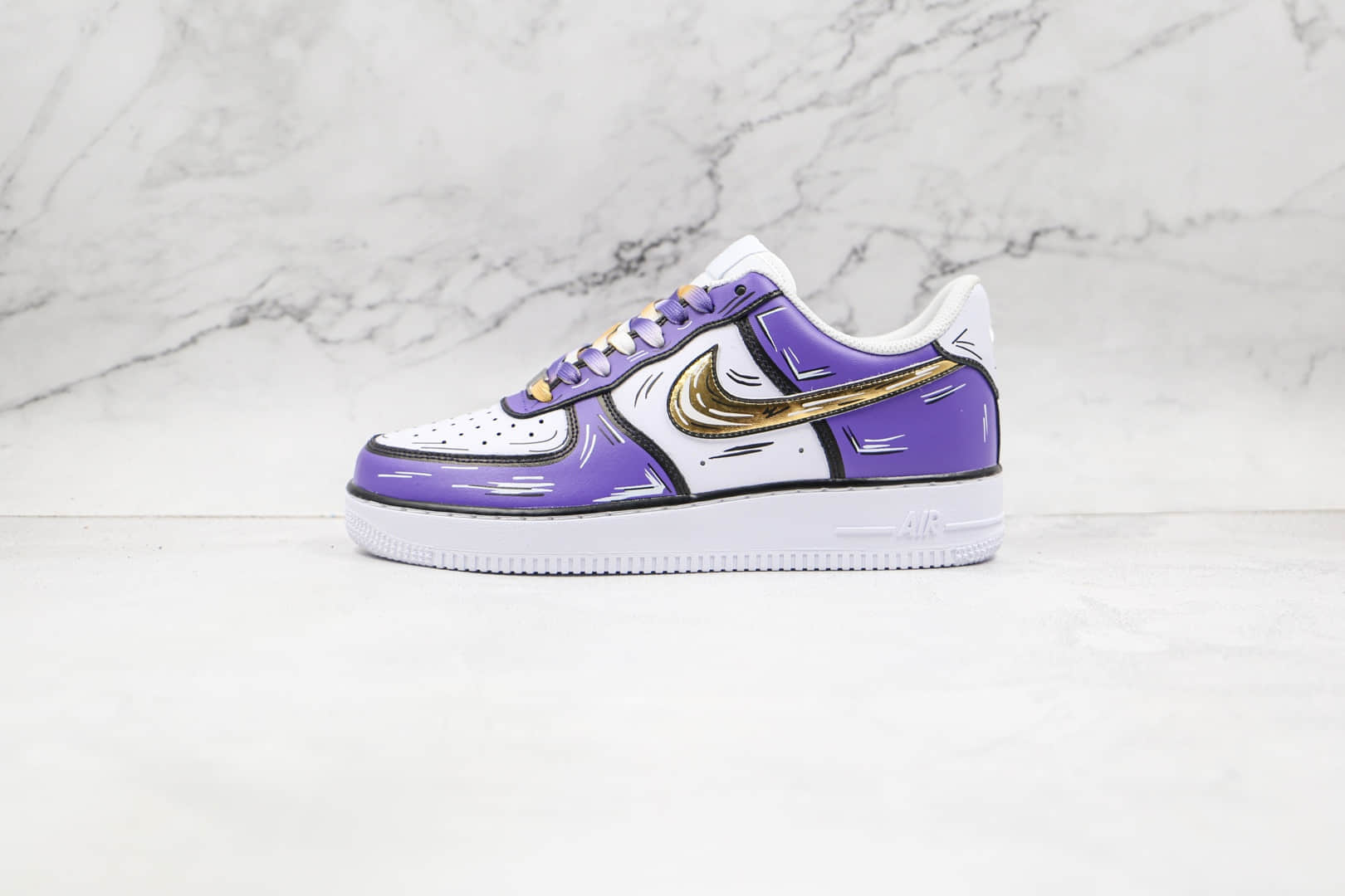 耐克Nike Air Force 1 Low Leopard纯原版本低帮空军一号紫金涂鸦板鞋原盒原标 货号：CW2288-216