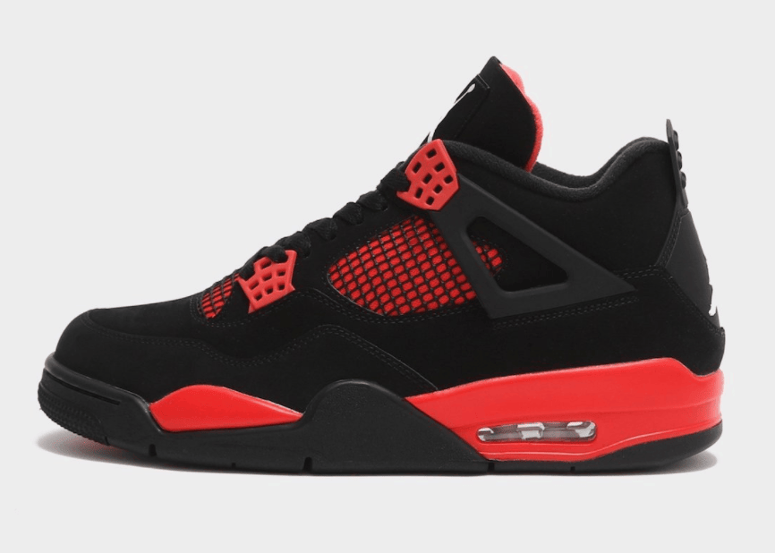 经典黑红配色！AJ4红雷神释出最新实物！ 货号：CT8527-016