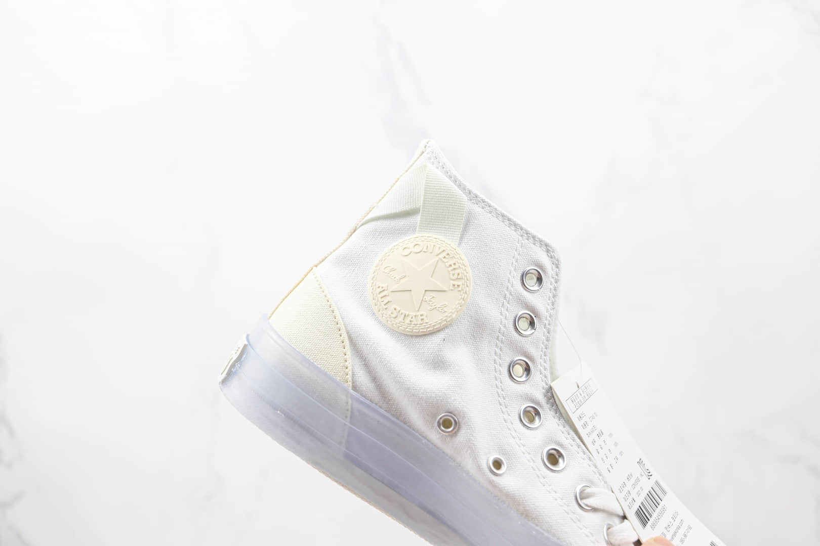 匡威Converse Chuck Taylor All Star CX公司级版本高帮白色水晶底果冻帆布鞋原盒原标 货号：172471C