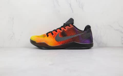 耐克Nike Kobe 11 EM纯原版本科比11代网面渐变色日落黄橙紫配色篮球鞋支持实战 货号：836184-805