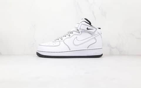 耐克Nike Air Force 1 Mid纯原版本中帮空军一号二次元黑白缝线板鞋内置气垫 货号：CV1724-104