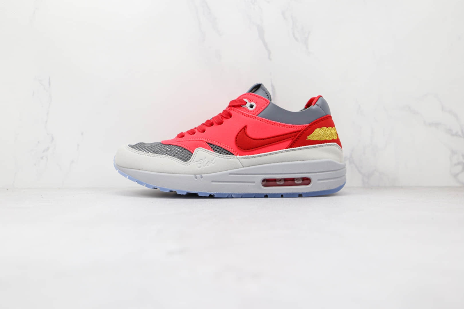 耐克Nike Air Max 1 Kiss of Death x CLOT联名款纯原版本死亡之吻3.0太阳灰红运动鞋原楦头纸板打造 货号：DD1870-600