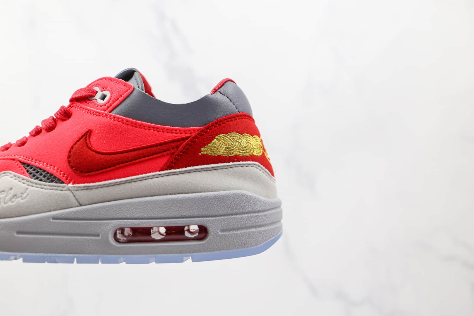 耐克Nike Air Max 1 Kiss of Death x CLOT联名款纯原版本死亡之吻3.0太阳灰红运动鞋原楦头纸板打造 货号：DD1870-600