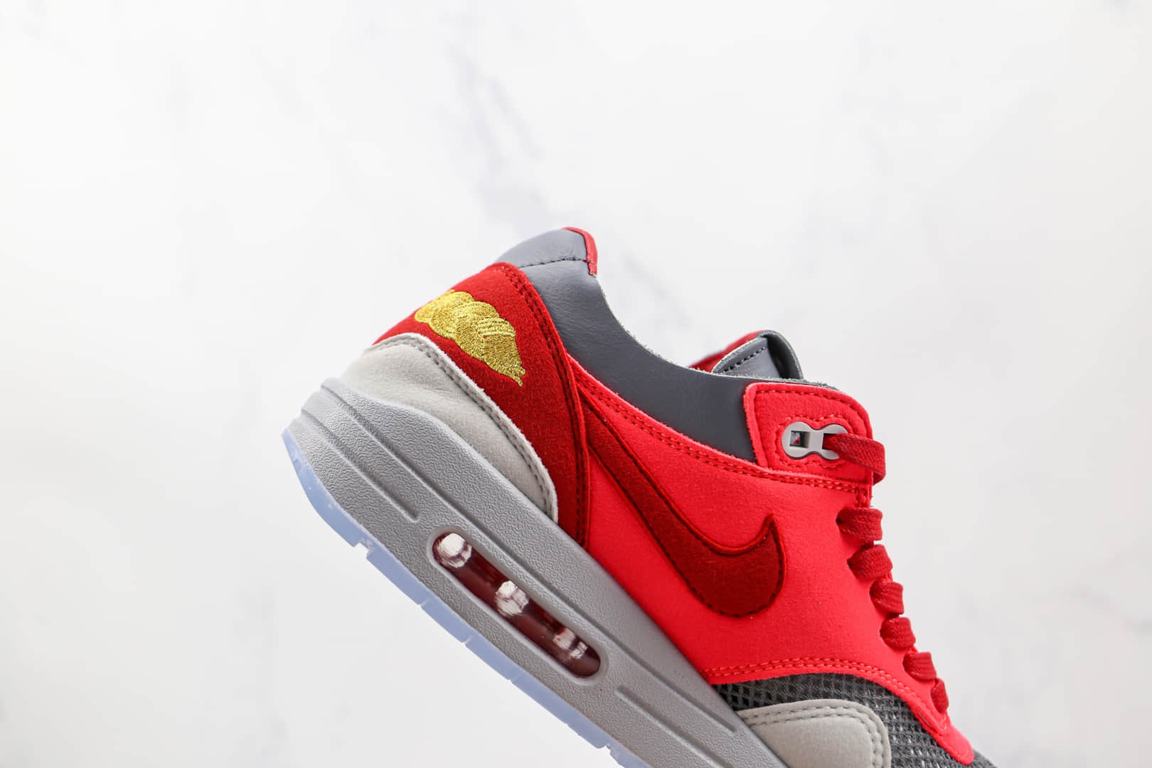 耐克Nike Air Max 1 Kiss of Death x CLOT联名款纯原版本死亡之吻3.0太阳灰红运动鞋原楦头纸板打造 货号：DD1870-600