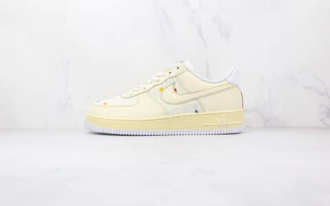 耐克Nike Air Force 1 Low纯原版本低帮空军一号米黄色字母印花韩文刺绣板鞋内置气垫 货号：DO2701-715