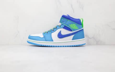 乔丹Air Jordan 1 Mid GS纯原版本中帮AJ1白蓝绿色篮球鞋原档案数据开发 货号：DA8010-400