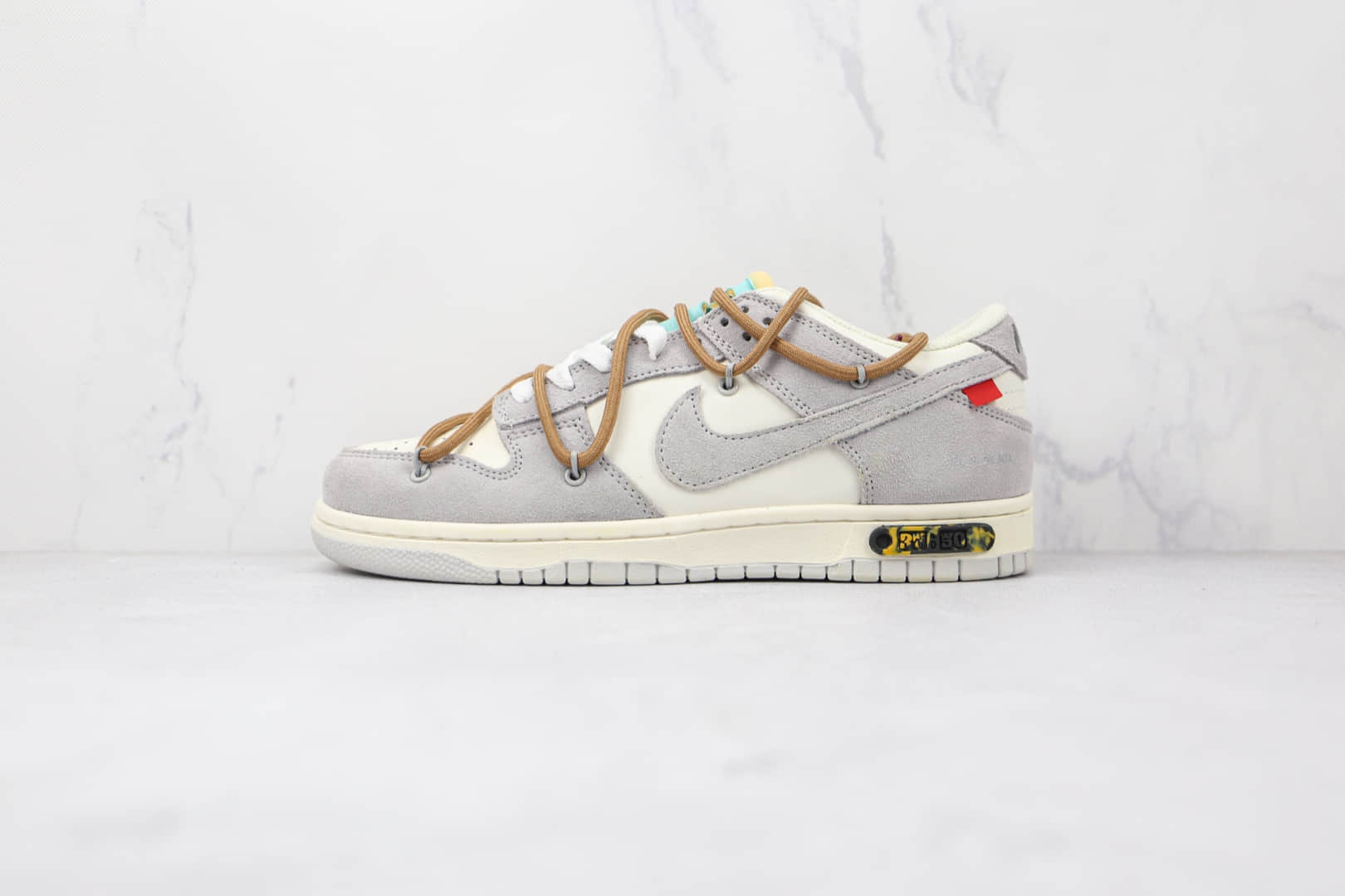 耐克Nike Dunk Low 50 x Off-White联名款纯原版本低帮DUNK麂皮绒面灰白褐色板鞋原档案数据开发 货号：DM1602-121