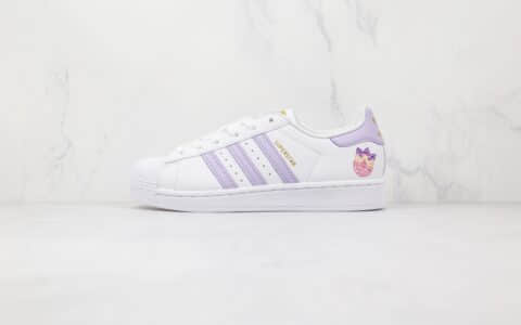 阿迪达斯Adidas Originals Superstars White Red Laceless纯原版本三叶草白紫色贝壳头板鞋原盒原标 货号：GZ8143