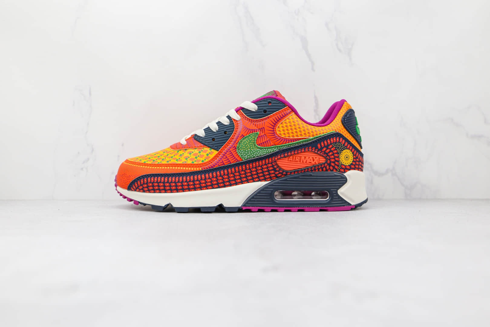 耐克Nike Air Max 90 SE “Day Of The Dead”纯原版本半掌气垫跑鞋Max90亡灵节彩色拼接原盒钢印 货号：DC5154-458