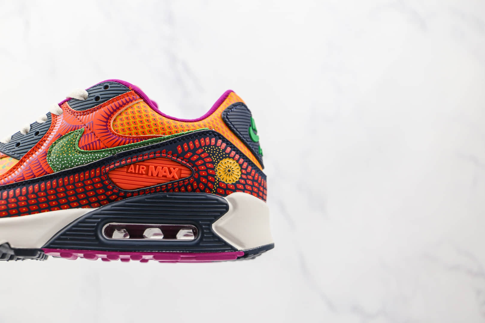 耐克Nike Air Max 90 SE “Day Of The Dead”纯原版本半掌气垫跑鞋Max90亡灵节彩色拼接原盒钢印 货号：DC5154-458