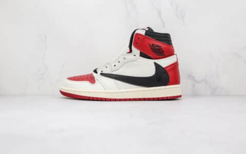 乔丹Fragment x Travis Scott x Air Jordan 1High OG SP公司级版本藤原浩闪电TS联名款高帮AJ1白红色倒勾原鞋原楦头纸板开发 货号：CQ4278-099