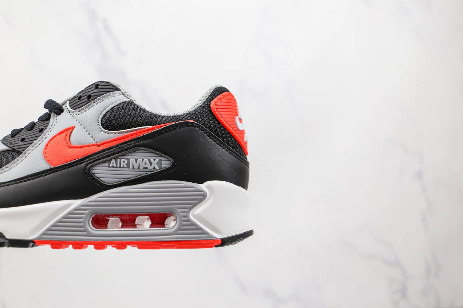 耐克Nike Air Max 90纯原版本黑灰红色Max90气垫鞋原档案数据开发 货号：CZ4222-001