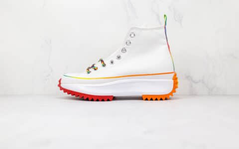 匡威Converse Run Star Hike公司级版本高帮白色彩虹厚底锯齿增高鞋原盒原标 货号：170824C