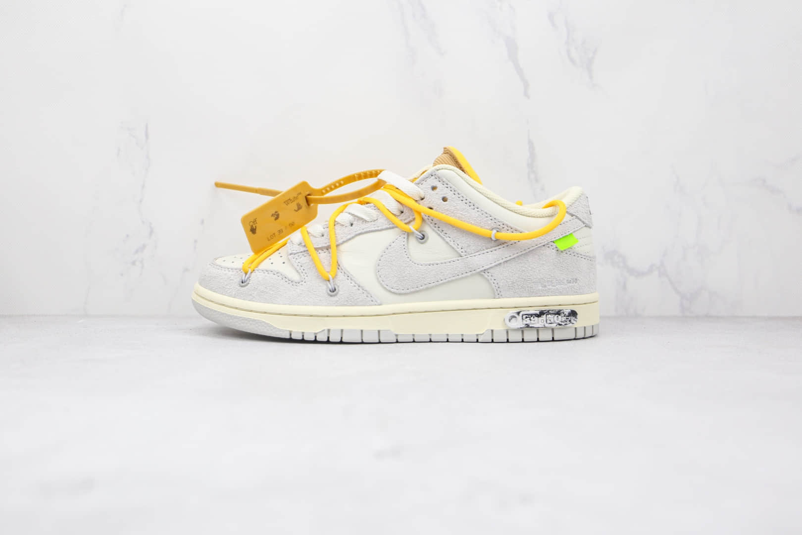 耐克Nike Dunk Low'50' x 39 50 Off-White联名款纯原版本麂皮绒面灰白黄色板鞋原楦头纸板打造 货号：DJ0950-109