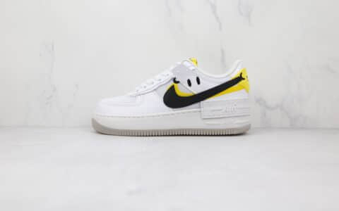 耐克Nike AIR FMRCE 1 SHADOW纯原版本低帮空军一号马卡龙双钩白黑黄色笑脸板鞋原盒原标 货号：DO5872-100