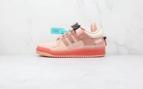 阿迪达斯adidas Forum Buckle Low x Bad Bunny联名款纯原版本低帮粉红色板鞋原楦头纸板打造 货号：GW0265