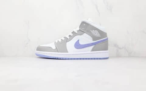 乔丹Air Jordan 1 Mid Wolf Grey纯原版本中帮AJ1白灰蓝色篮球鞋原楦头纸板打造 货号：BQ6472-105