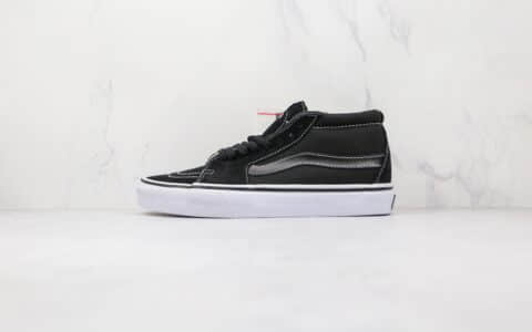 万斯Vans Sk8-Mid x JJJJound联名款公司级版本高帮黑色帆布鞋原楦头纸板打造原盒原标