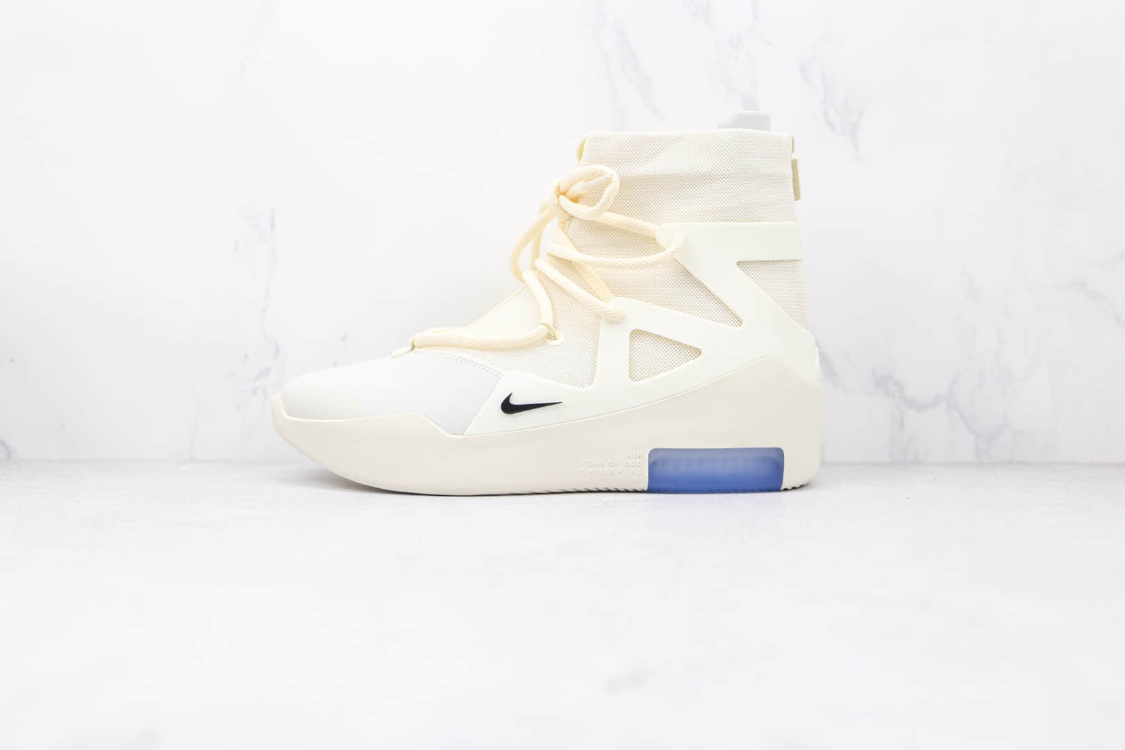 耐克Nike Air Fear of God 1 String The Question x FOG联名款纯原版本高帮网面白蓝淡蓝色拉链款高街鞋原盒原标原档案数据开发 货号：AR4237-100