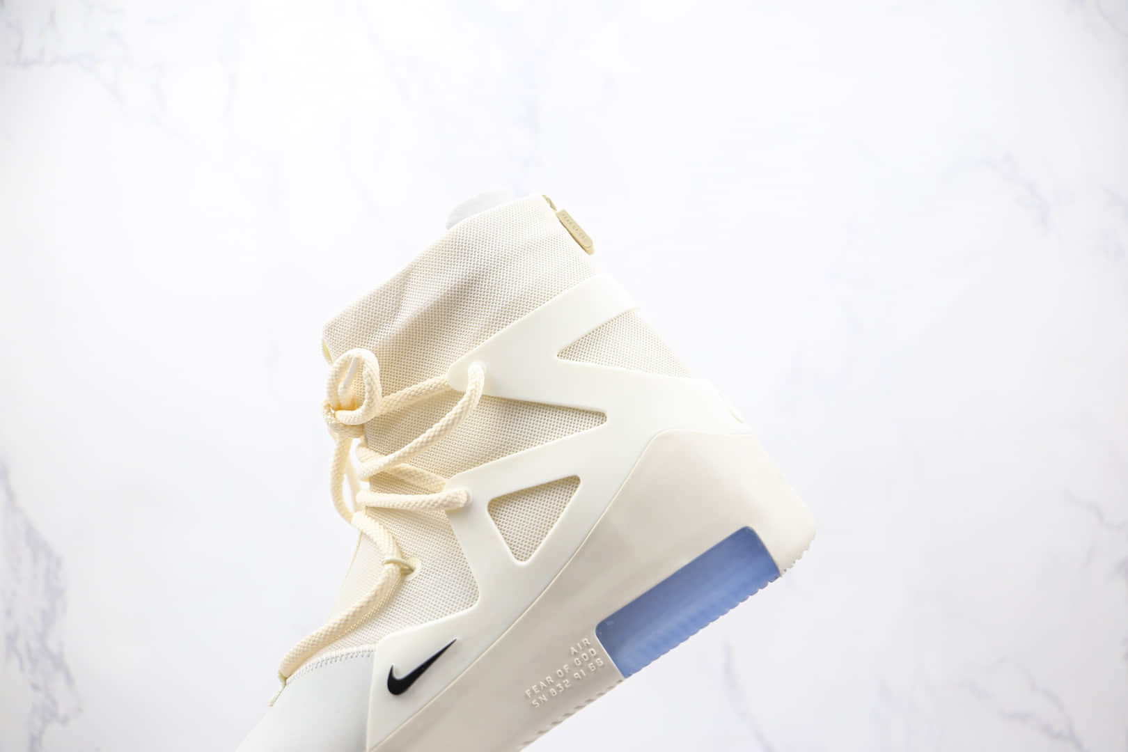 耐克Nike Air Fear of God 1 String The Question x FOG联名款纯原版本高帮网面白蓝淡蓝色拉链款高街鞋原盒原标原档案数据开发 货号：AR4237-100