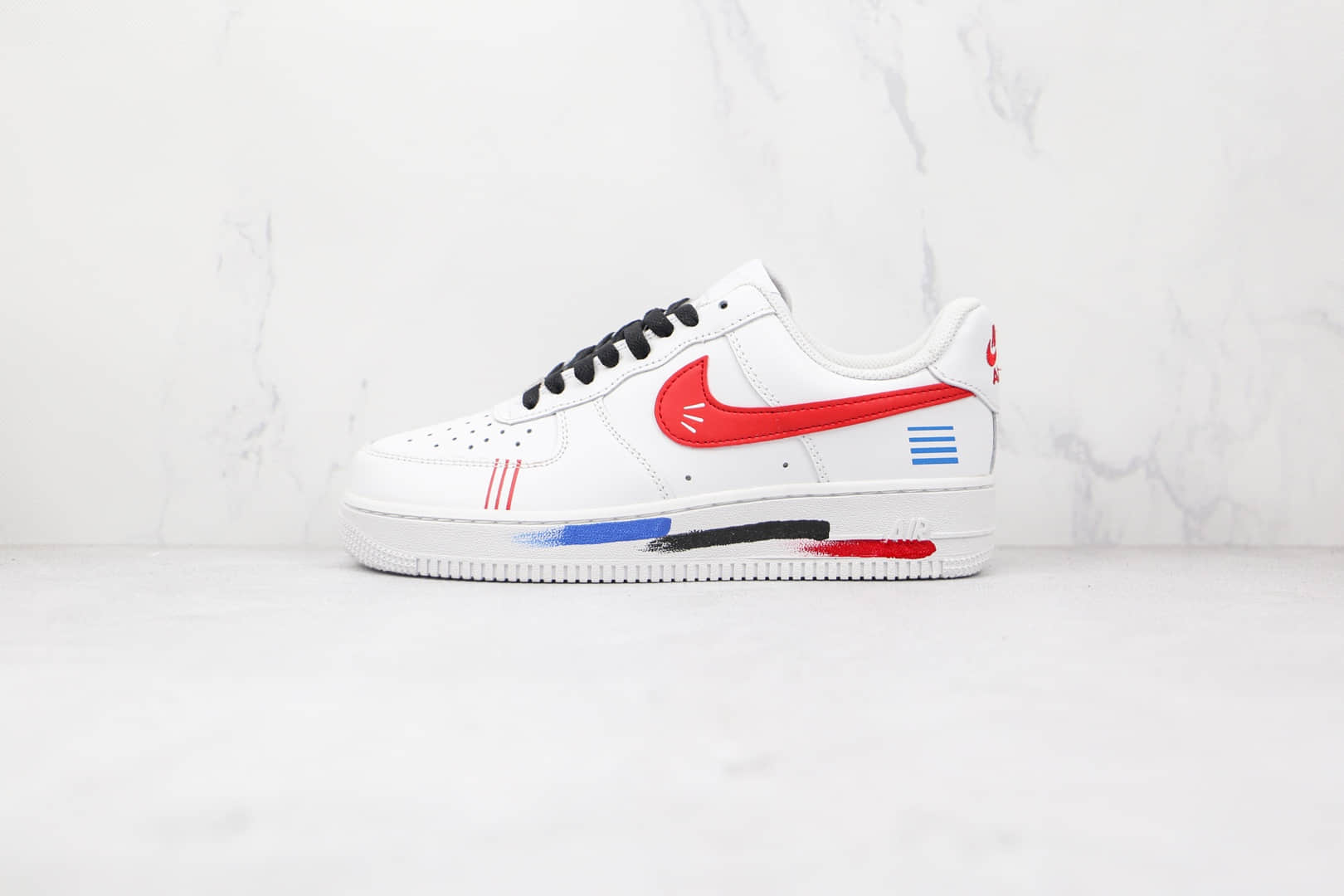 耐克Nike Air Force 1 Low纯原版本低帮空军一号白蓝红色涂鸦板鞋内置气垫 货号：CW2288-111