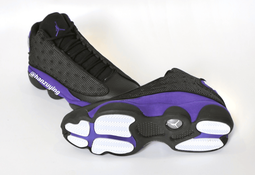 这反光效果一绝！黑紫AJ13最新实物曝光！ 货号：DJ5982-015