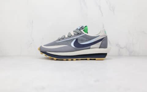 耐克Nike LDWAFFLE GREY x sacai x CLOT纯原版本三方联名款华夫2.0灰蓝色双钩老爹鞋原盒原标 货号：DH3114-001