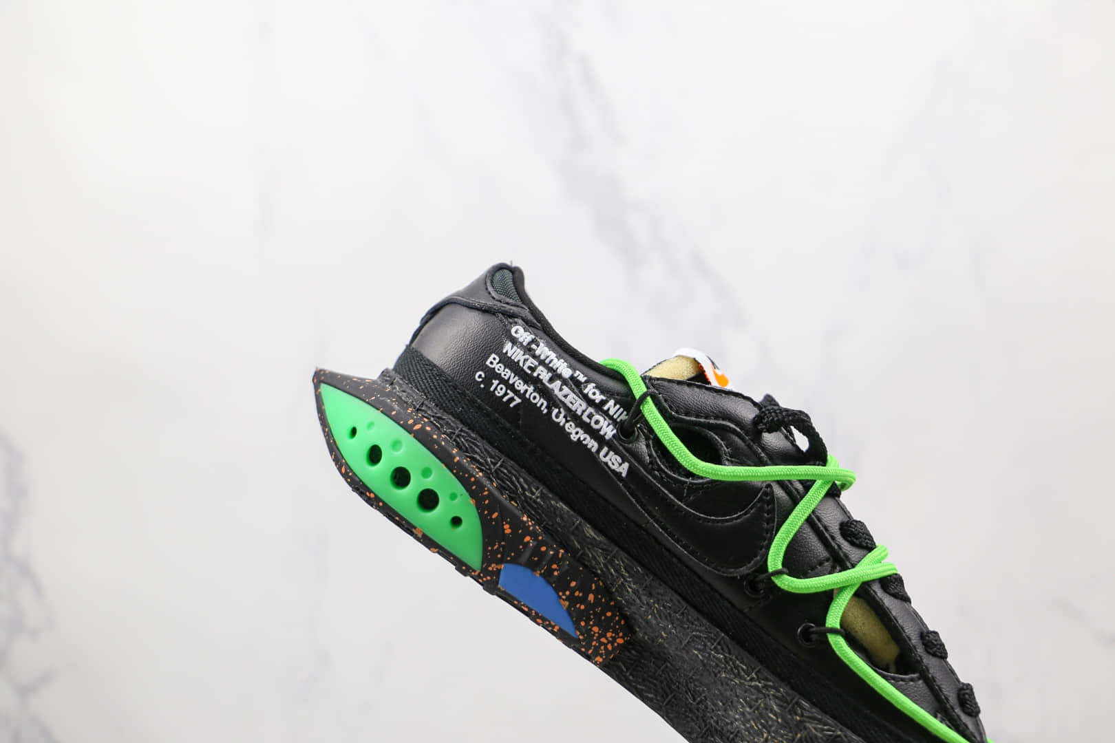 耐克Nike Blazer Low x Off-White联名款纯原版本低帮开拓者黑绿绑带板鞋原楦头纸板打造 货号：DH7863-001